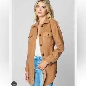 BLANK NYC long fleece tan shacket